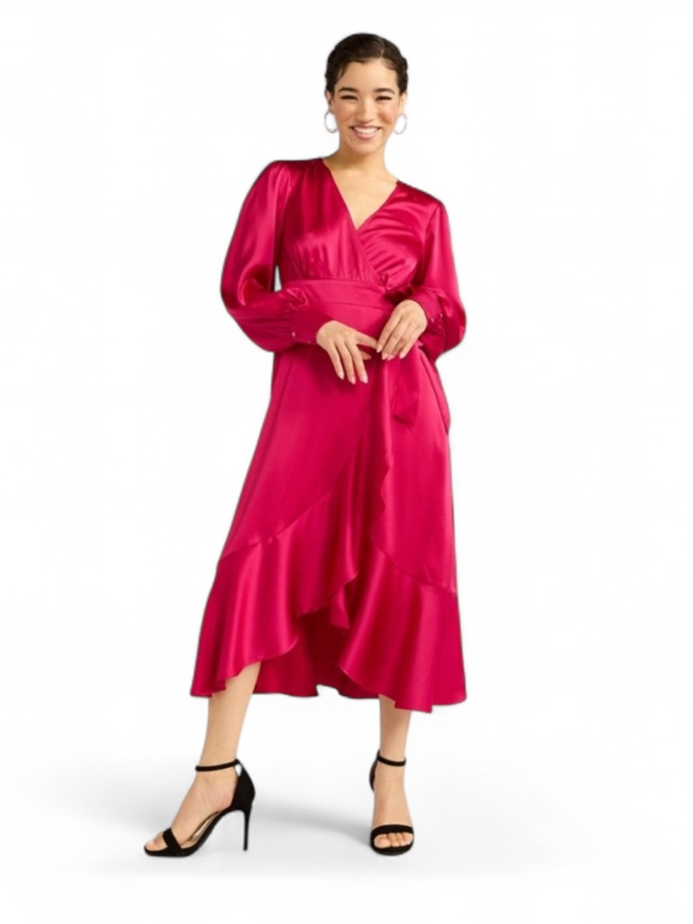 Sofia by sofia vergara Fuchsia Wrap-Style Long Sleeve Dress - Picture 2 of 10